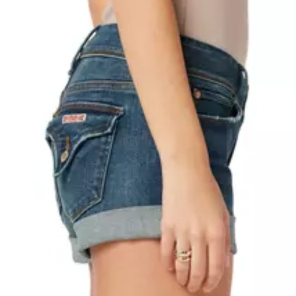 Hudson Ruby Mid-Thigh Cuffed Button Flap Pocket Denim Jean Shorts 25 - Picture 5 of 14